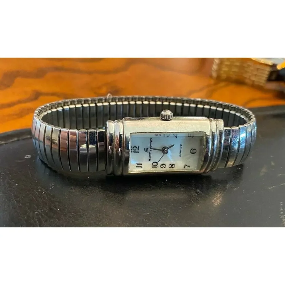 Women's Marie Lourdes Watch, Silver Tone, Expansion Band, Thick Crystal